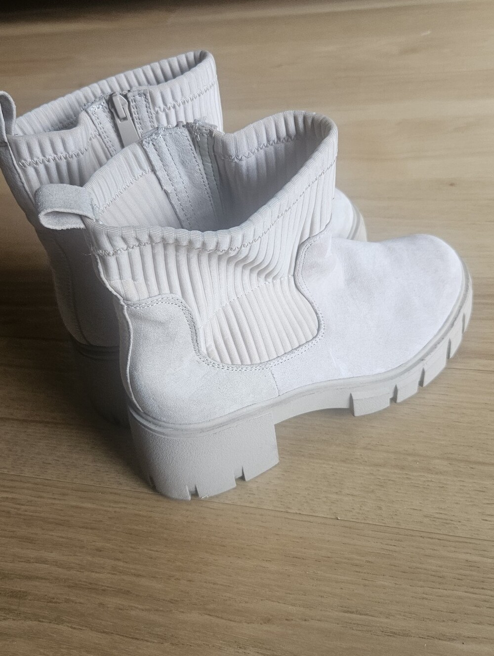 torrid Cream Ribbed Chelsea Lug Ankle Boots